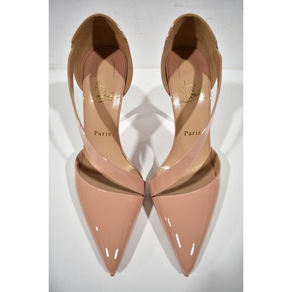 Christian Louboutin Astrid 100 Nude Patent Leather Cross Strap Heel Pump 42 - Picture 7 of 12